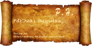 Páhoki Hajnalka névjegykártya